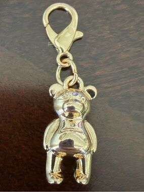 Coach Gold Teddy Bear Charm Keychain Clip